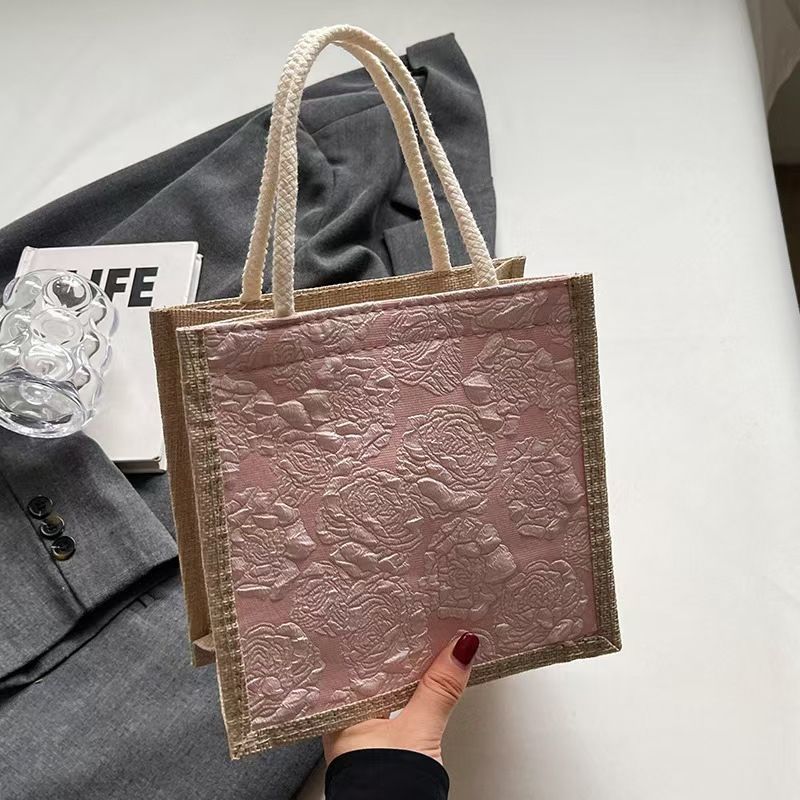 Handbag - Linen Bag - Hand-Held Lunch Box Bag - Lunch Bag For Women's Online Influencers - Daily Work Bag - Top Quality Across The Internet