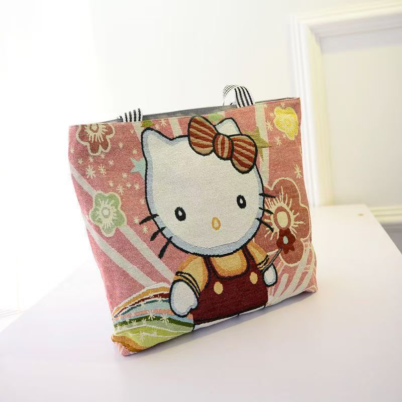 Knitted Shoulder Bag For Casual Office Use Tote Bag Handbag Satchel Canvas Bag Cartoon Embroidered Bag - Top Quality Across The Entire Network Is The Best.
