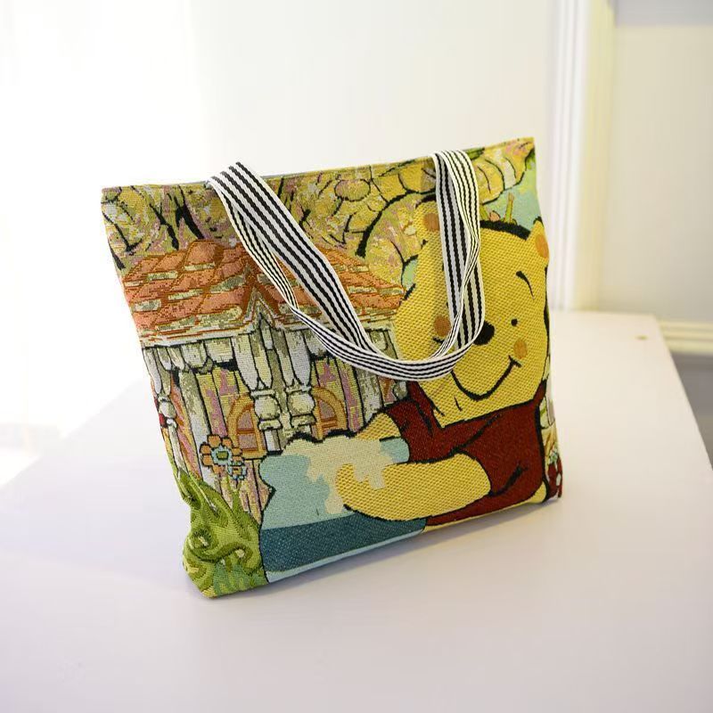 Knitted Shoulder Bag For Casual Office Use Tote Bag Handbag Satchel Canvas Bag Cartoon Embroidered Bag - Top Quality Across The Entire Network Is The Best.