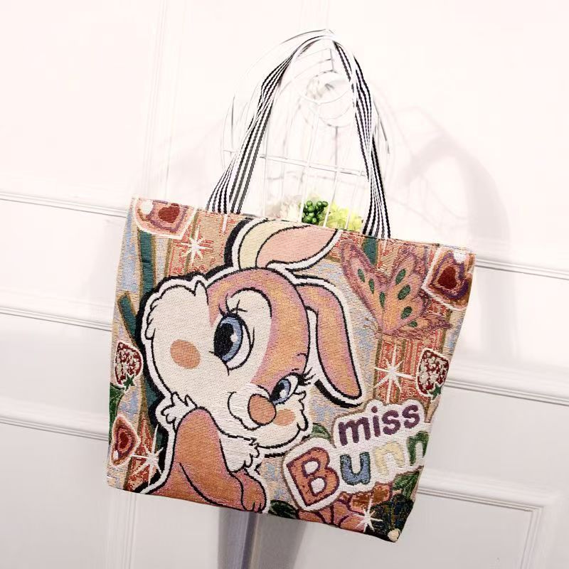 Knitted Shoulder Bag For Casual Office Use Tote Bag Handbag Satchel Canvas Bag Cartoon Embroidered Bag - Top Quality Across The Entire Network Is The Best.