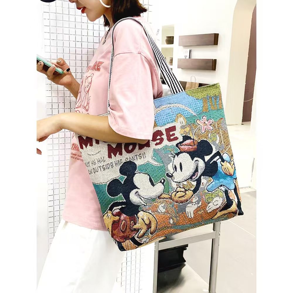 Knitted Shoulder Bag For Casual Office Use Tote Bag Handbag Satchel Canvas Bag Cartoon Embroidered Bag - Top Quality Across The Entire Network Is The Best.