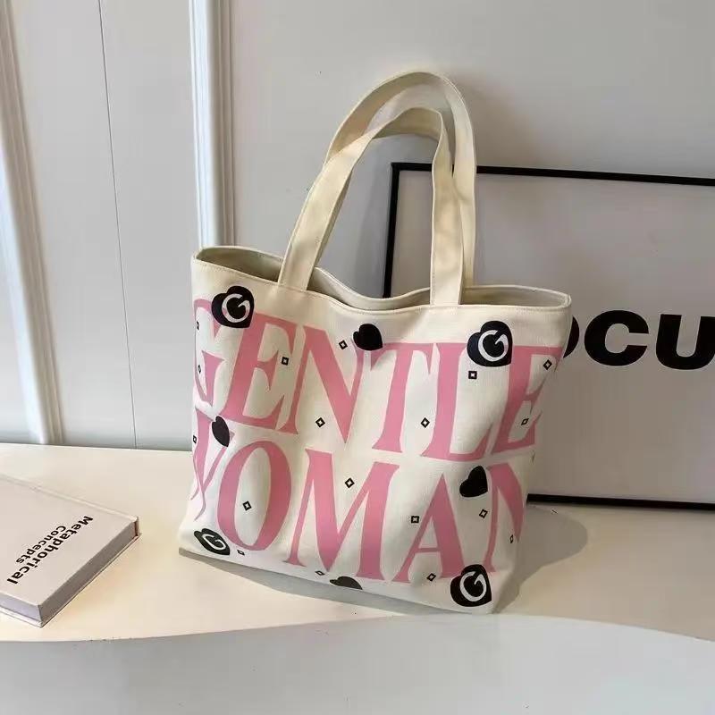 New Style Letter-Shaped Fashionable And Versatile Large Capacity Handbag For Girls - School Tote Bag Canvas Bag Large Capacity Bag