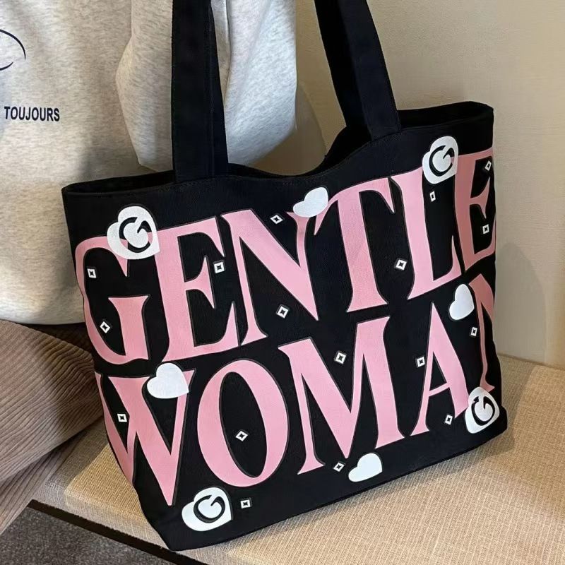 New Style Letter-Shaped Fashionable And Versatile Large Capacity Handbag For Girls - School Tote Bag Canvas Bag Large Capacity Bag