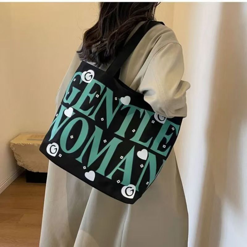 New Style Letter-Shaped Fashionable And Versatile Large Capacity Handbag For Girls - School Tote Bag Canvas Bag Large Capacity Bag
