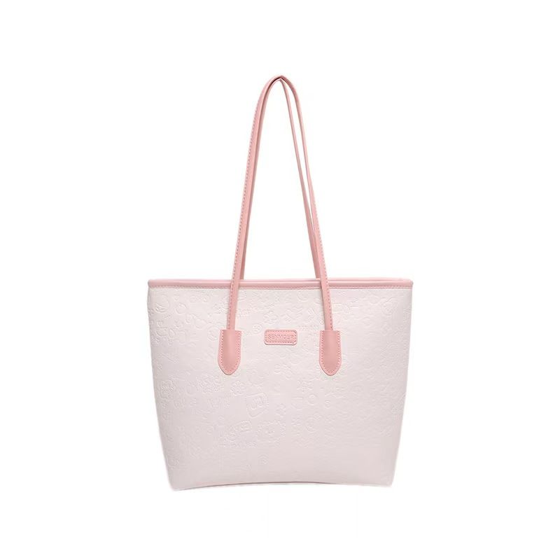 Cute Engraved Large-Capacity School Commuting Tote Bag Spring New Style Trendy Fashionable Multi-Color Crossbody Bag With Contrasting Colors.