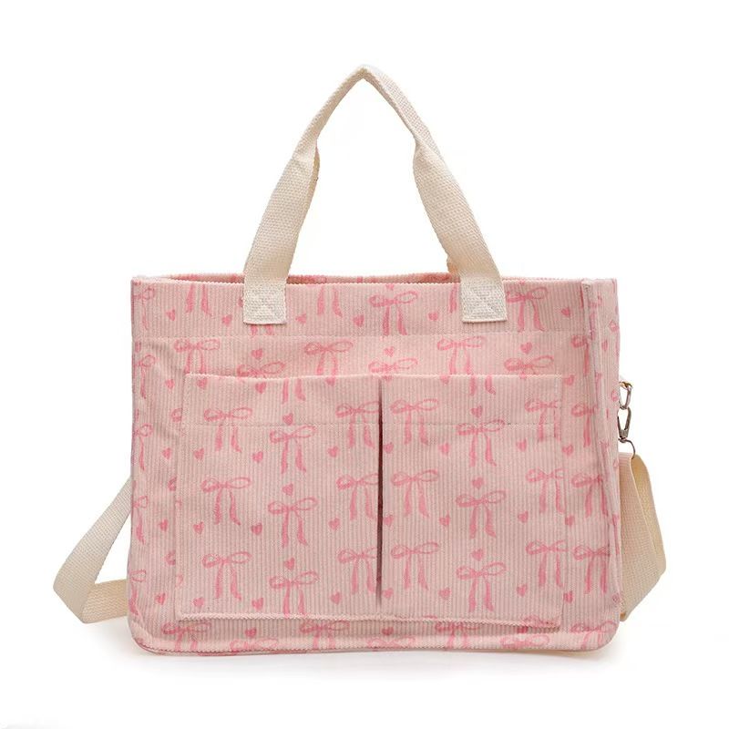 New Sweet And Fashionable Large-Capacity Bow-Shaped Canvas Tote Bag Backpack For Going Out Commuting Attending Classes Single-Shoulder Bag Gift For Friends