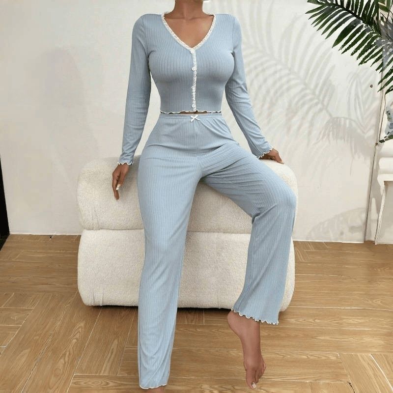 Bestselling Hit Winter & Autumn Women's 2-Piece Pajamas Set - Casual Long Sleeve & Pants Sexy Intimate Loungewear | Warm Comfortable Fashionable Home Wear
