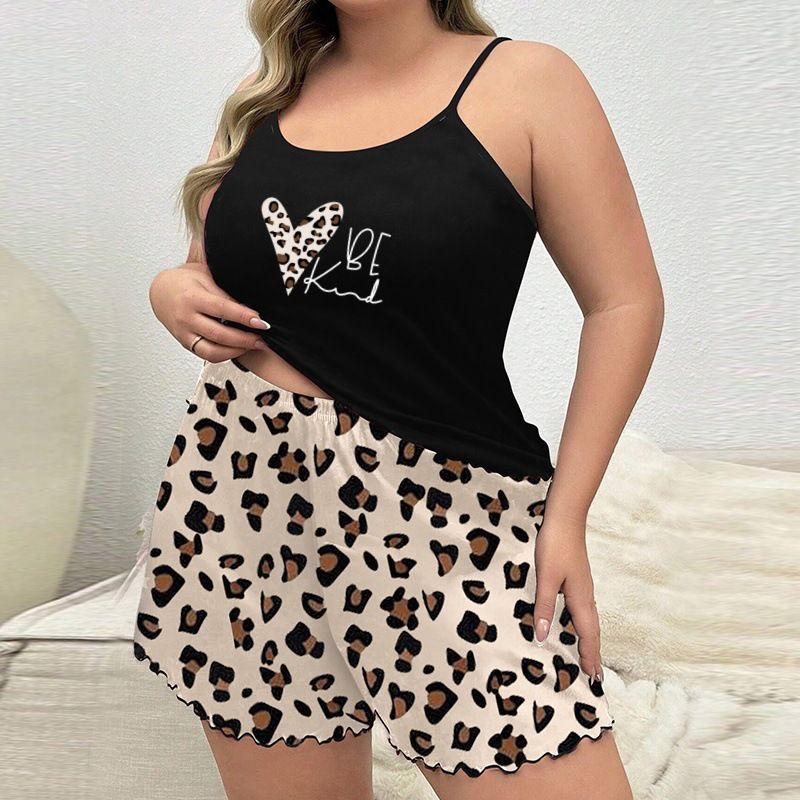 New Arrival Hot-Selling Women's Heart Cartoon Print Camisole Pajama Set Plus Size Sexy Loungewear Soft Comfortable Sleepwear for Daily Home Wear Gift Option