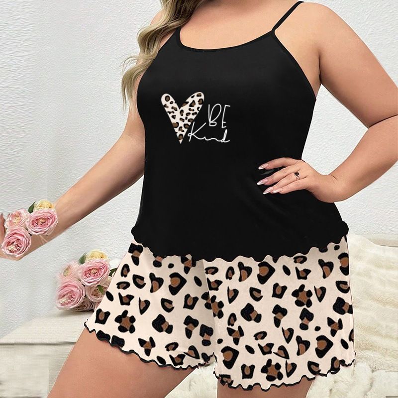 New Arrival Hot-Selling Women's Heart Cartoon Print Camisole Pajama Set Plus Size Sexy Loungewear Soft Comfortable Sleepwear for Daily Home Wear Gift Option