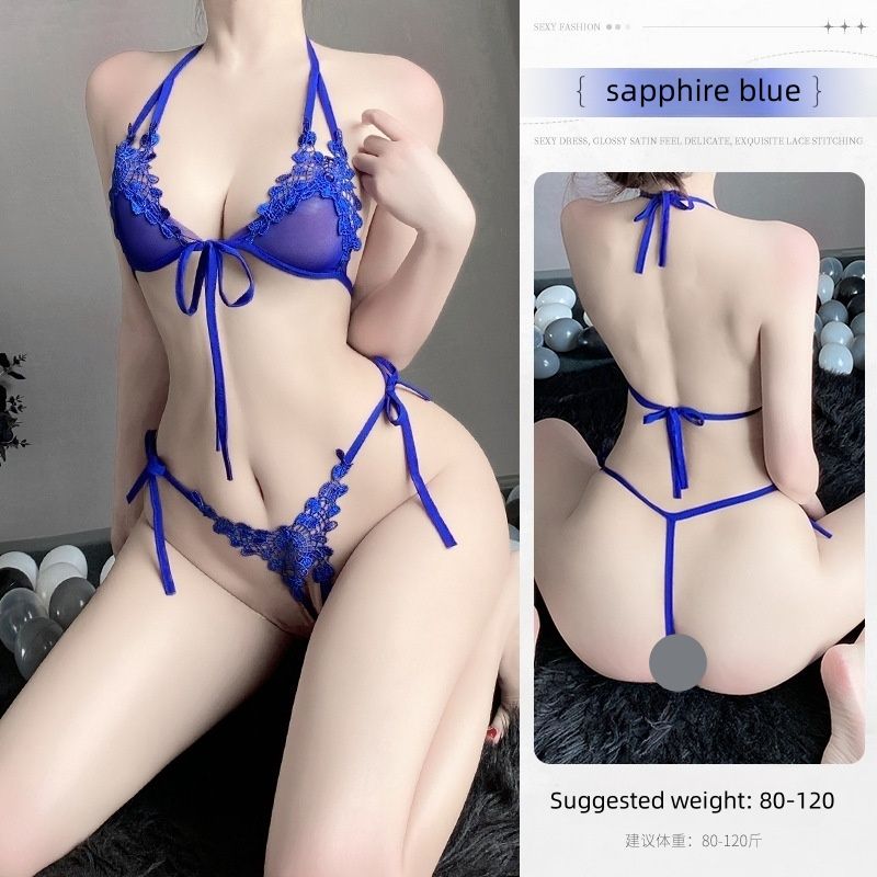 Best-Selling Women's Sexy Lingerie Lace Three-Piece Set, Pure and Seductive Style for Small Bust Hot & Passionate Open-Crotch Pajamas Flirty Intimate Sleepwear