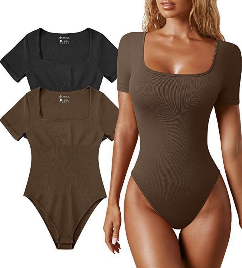 New Arrival Premium High-End Fashion Women's Summer Yoga Unitard Ribbed Short Sleeve Athletic Workout Onesie Training Layering Base Layer Active Bodysuit