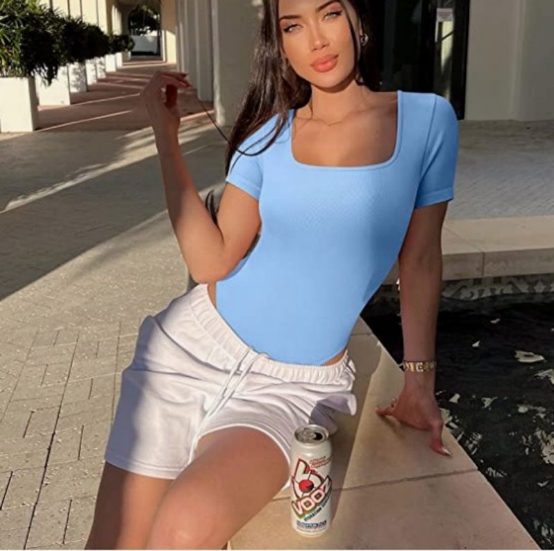 New Arrival Premium High-End Fashion Women's Summer Yoga Unitard Ribbed Short Sleeve Athletic Workout Onesie Training Layering Base Layer Active Bodysuit