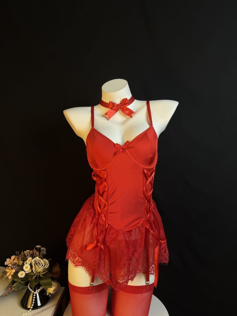 Pure Desire Sexy Body Shaper Jumpsuit Lace Patchwork Design With Garters Seductive Exotic Lingerie For Women