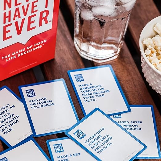 PREMIUM Never Have I Ever Card Game - Party Game of Poor Life Decisions - Ages 18 and Up – The Classic Viral Hilarious and Funny Icebreaker for Adults - 4-12 Players
