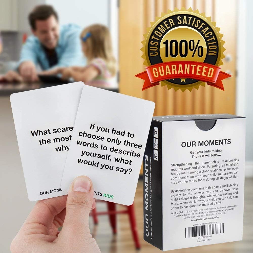 FRIENDLY Our Moments Kids: 100 Conversation Starter Cards for Families and Kids - Relationship Building - Car Travel, Road Trip & Card Game for Healthy Loving Family - Questions for Family Activities