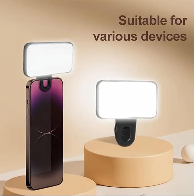 PORTABLE LED Phone Light, Universal Clip-On Mini Video Light, 7.5cm x 3.03cm, Compatible with Smartphones, Mobile Photography Lighting