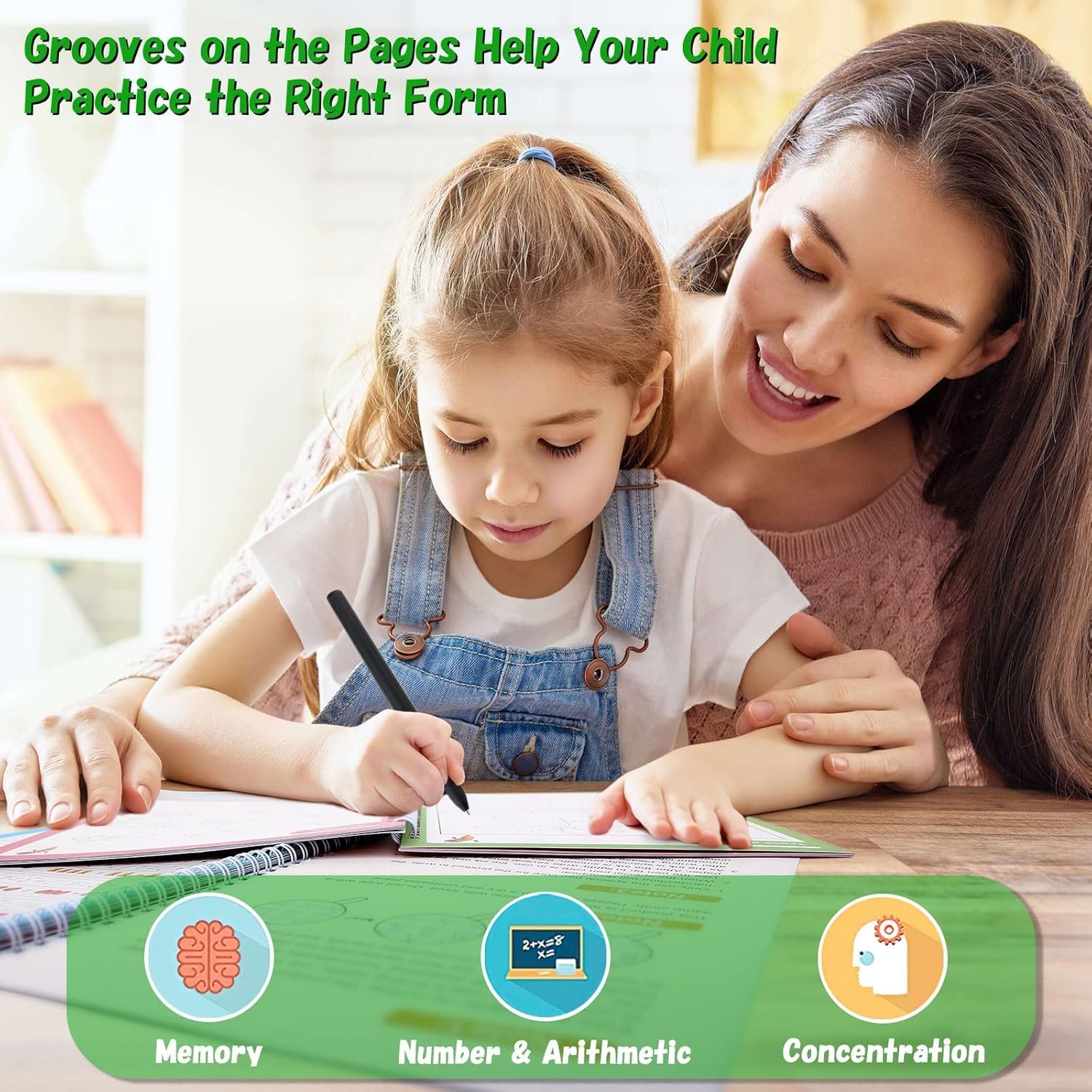 PREMIUM 4pcs Sank Magic Practice Copybooks With FREE 10 Refill Pens, Number Tracing Book for Preschoolers with Pen, Magic Calligraphy Copybook Set Practical Reusable Writing Tool Simple Hand Lettering