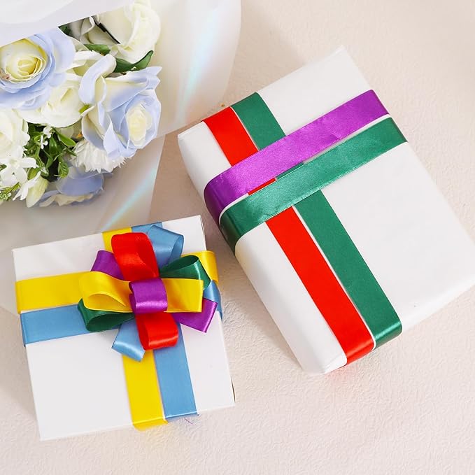 PREMIUM Ribbon Rolls, Mixed Bright Dark Gorgeous Color Set Fabric Ribbon for Gift Wrapping Embellish Wedding Birthday Party Decoration Bow Making Floral Craft Sewing