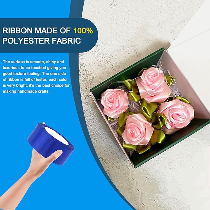 PREMIUM Ribbon Rolls, Mixed Bright Dark Gorgeous Color Set Fabric Ribbon for Gift Wrapping Embellish Wedding Birthday Party Decoration Bow Making Floral Craft Sewing