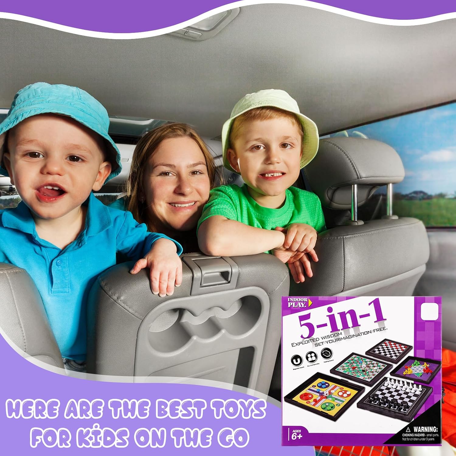PREMIUM 5 in 1 Small Checkers Board Game Set Travel Game Road and Flight Trip Essentials Travel Chess Checkers for Trip Camping Activities Party Game for Adults and Teens