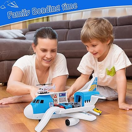 INNOVATIVE Transport Cargo Airplane Aeroplane Toy, Kids Toys Plane Playset, DIY Friction Powered Educational Toy Gifts for Boys & Girls Age 3-6