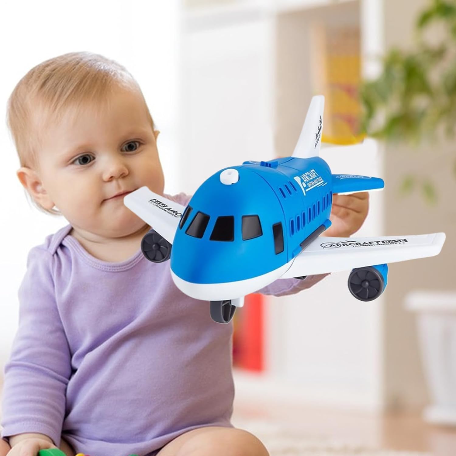 INNOVATIVE Transport Cargo Airplane Aeroplane Toy, Kids Toys Plane Playset, DIY Friction Powered Educational Toy Gifts for Boys & Girls Age 3-6
