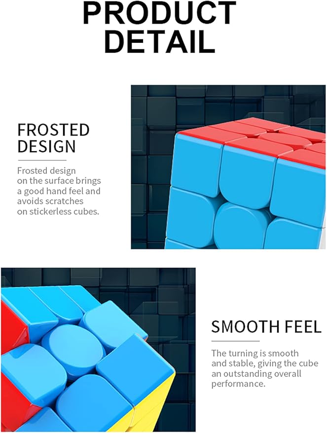 PREMIUM 3x3x3 Speed Cube,Stickerless Magic Cube,Smooth Turning Puzzle Box with Anti-Sticky Design,The Most Educational Toy to Effectively Improve Your Child's Concentration and Responsiveness