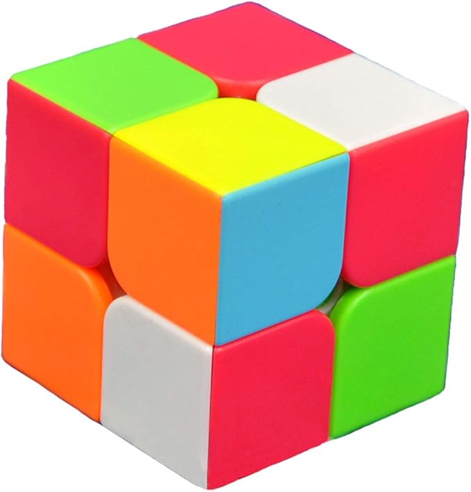 PREMIUM Speed Cube 2X2X2 No Stickers Magic Cube Puzzle Toy for Kids & Adults (Colorful) Ball-Core Speed Cube Stickerless Puzzle