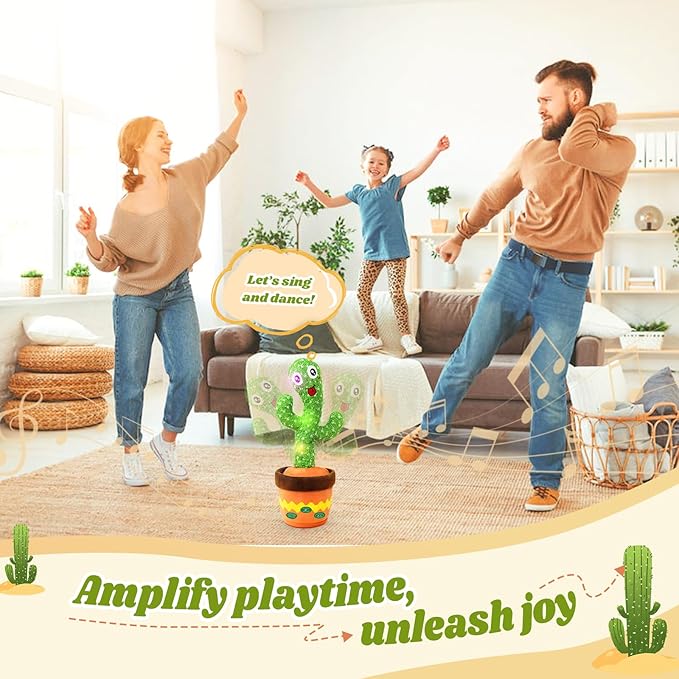INTERESTING Talking Dancing Cactus with Music, Multiple Songs Plush Toys for Kids, Christmas Birthday Gifts for Girls Boys