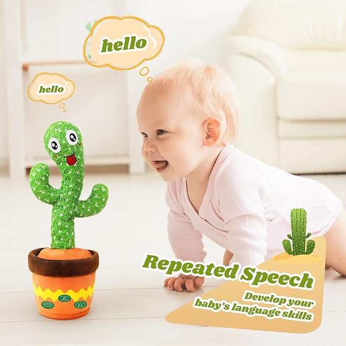 INTERESTING Talking Dancing Cactus with Music, Multiple Songs Plush Toys for Kids, Christmas Birthday Gifts for Girls Boys