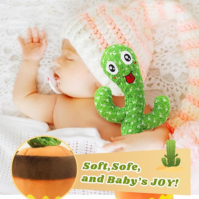 INTERESTING Talking Dancing Cactus with Music, Multiple Songs Plush Toys for Kids, Christmas Birthday Gifts for Girls Boys