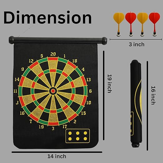 PREMIUM Magnetic Dart Board  Roll-up Hanging Dart Board Set and Bullseye Game with Darts Family-Friendly Magnetic Dartboard Game