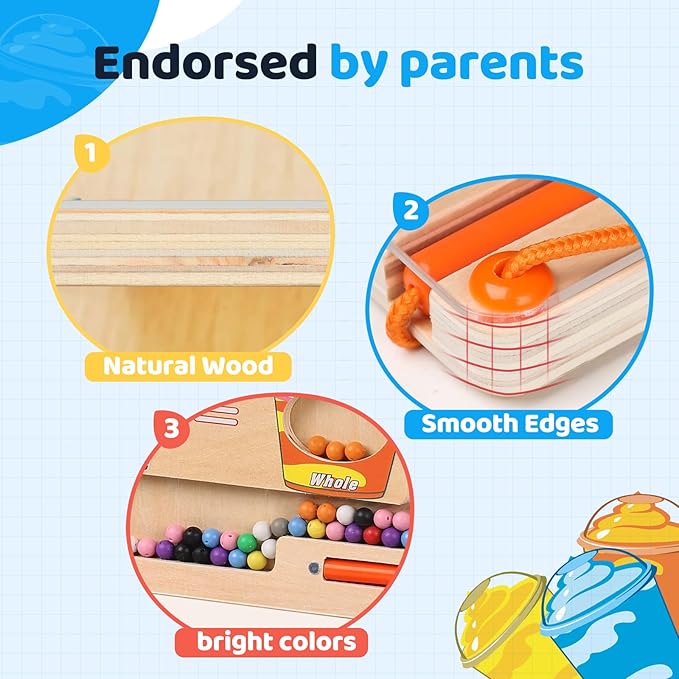 EDUCATIVE Magnetic Maze with Colors and Numbers, Montessori Magnetic Puzzle Game Board for Toddlers, Wooden Counting, Matching Maze, Learning Toy, Fine Motor Skills, Ages 3, 4, 5, Boys and Girls