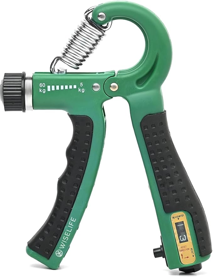 ADJUSTABLE Handgrip with Counter for Men, Women & Kids | Hand Gripper Equipment for Gym & Home Workout | Adjustable Resistance Up To 60 Kg | Power Gripper For Finger, Forearm (Green)