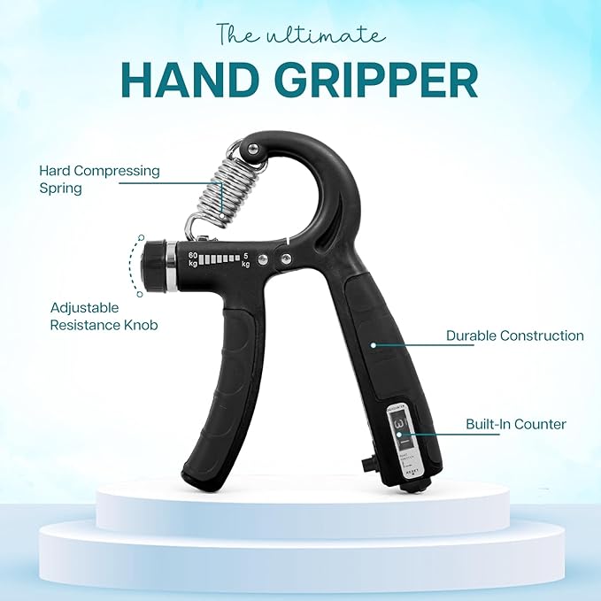 ADJUSTABLE Handgrip with Counter for Men, Women & Kids | Hand Gripper Equipment for Gym & Home Workout | Adjustable Resistance Up To 60 Kg | Power Gripper For Finger, Forearm (Green)