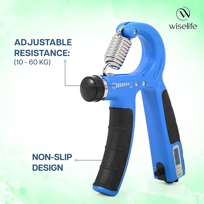 ADJUSTABLE Handgrip with Counter for Men, Women & Kids | Hand Gripper Equipment for Gym & Home Workout | Adjustable Resistance Up To 60 Kg | Power Gripper For Finger, Forearm (Green)