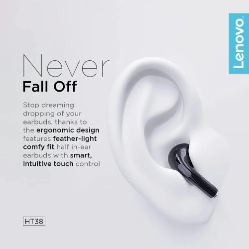 Lenovo Airpods/Earbuds/Earphones/Earpods/Headphones Thinkplus HT38, Pro 2 Buds 2 Pro Bluetooth Airpods, Mini Headset, Touch Control, 9D Stereo Noise Reduction, Heavy Bass, TWS Bluetooth-compatible 5.0