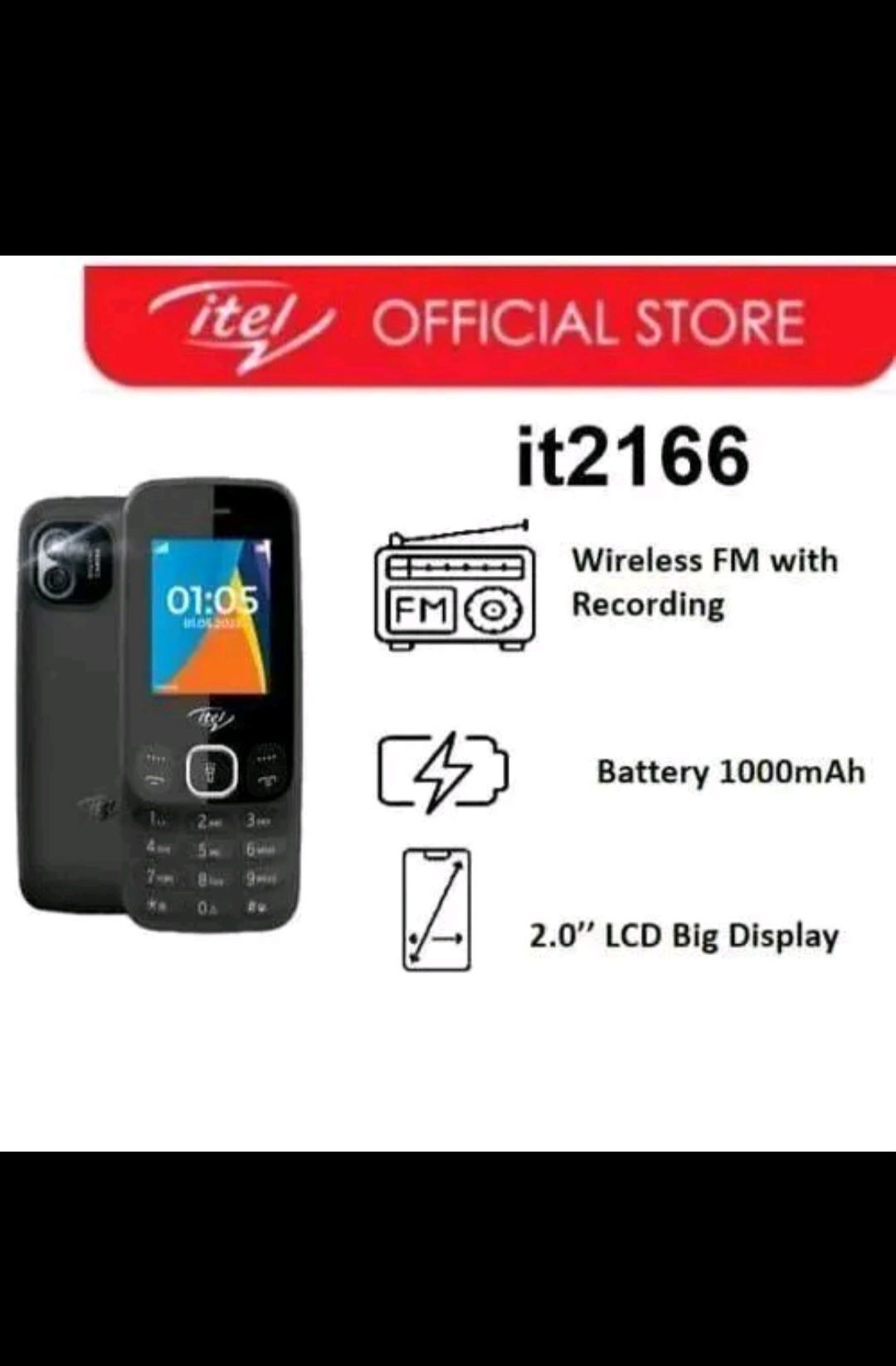 (ON OFFER) ITEL 2166 DUAL SIM CARD BLUETOOTH MEMORY CARD SLOT WIRELESS FM RADIO CAMERA KABAMBE/KATULULU/MULIKA MWIZI FEATURED PHONE WITH WARRANTY