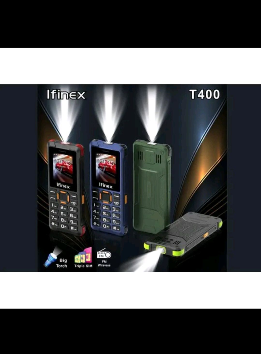 IFINEX T400 TRIPLE SIM CARD FEATURE PHONE WITH Bluetooth /Wireless FM/SD Slot T 400 kabambe/katululu/mulika mwizi/button feature phone