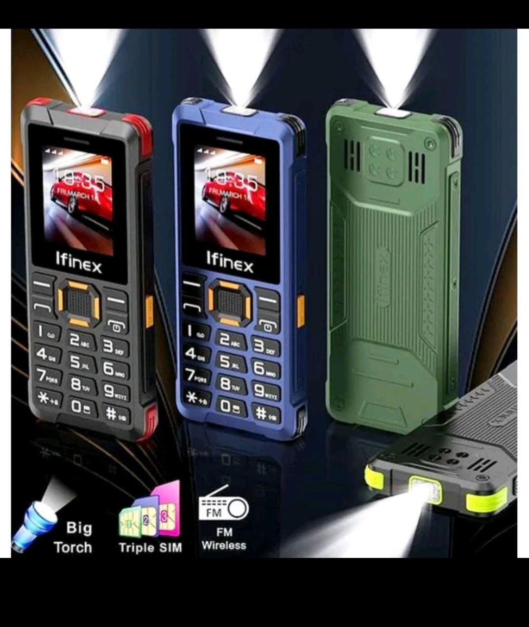 IFINEX T400 TRIPLE SIM CARD FEATURE PHONE WITH Bluetooth /Wireless FM/SD Slot T 400 kabambe/katululu/mulika mwizi/button feature phone