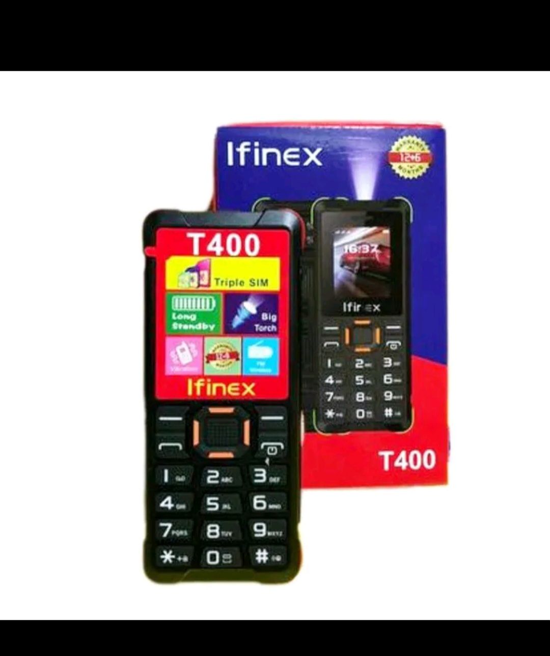 IFINEX T400 TRIPLE SIM CARD FEATURE PHONE WITH Bluetooth /Wireless FM/SD Slot T 400 kabambe/katululu/mulika mwizi/button feature phone