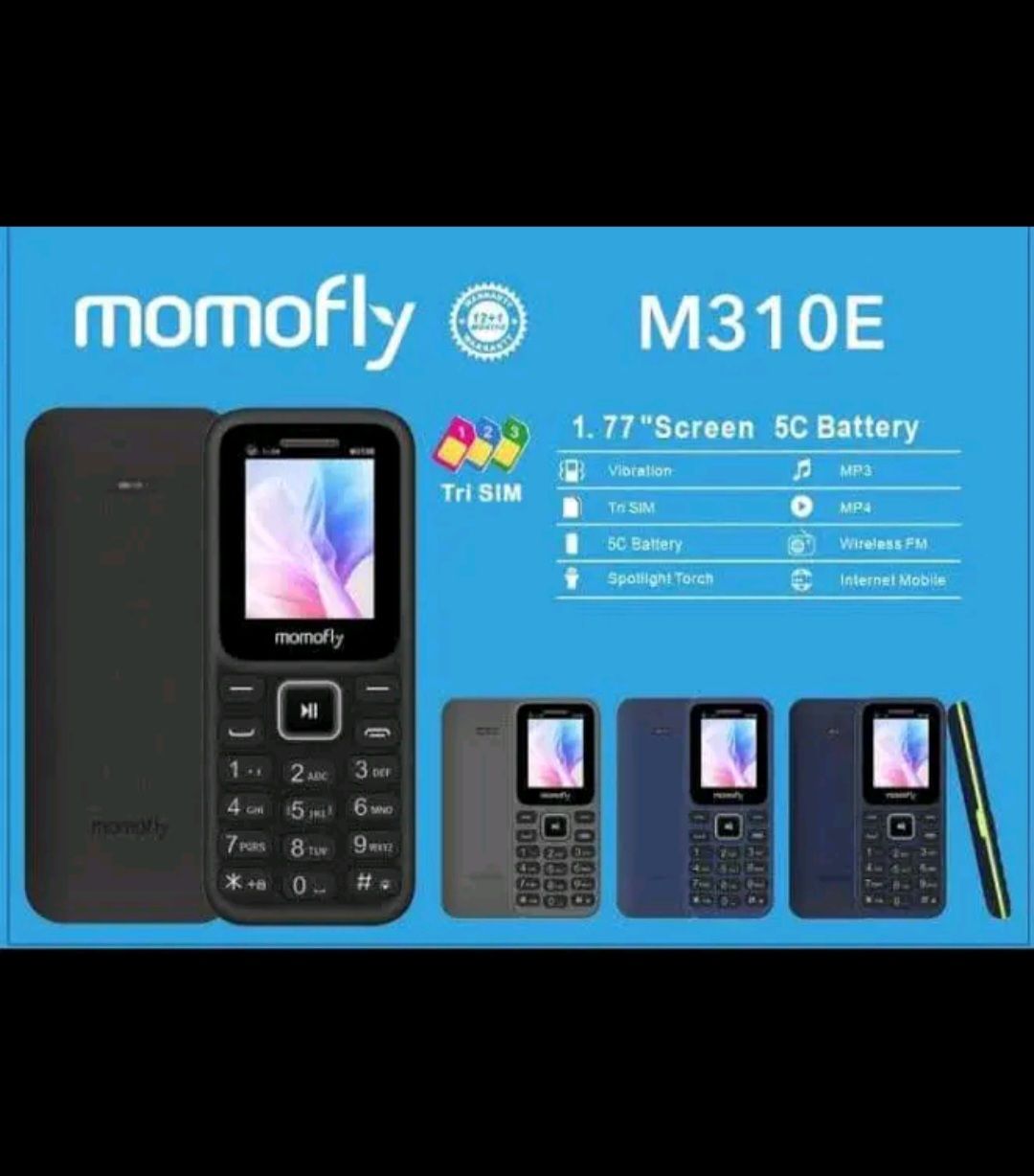 (SPECIAL  OFFERS) Momofly M310E 32 MB RAM featured phone Triple SIM Regular 5C Battery, 1.77" display with BT connectivity featured phones