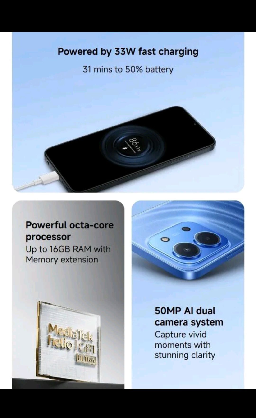 REDMI 15C 128GB Storage Upto 8(4+4)GB Ram 6.9'' FHD Immersive Display 50MP Main Cam +8MP front 6000mAh 33W Fast Charger Xiaomi Hyper OS Side Fingerprint Smartphone smart phones