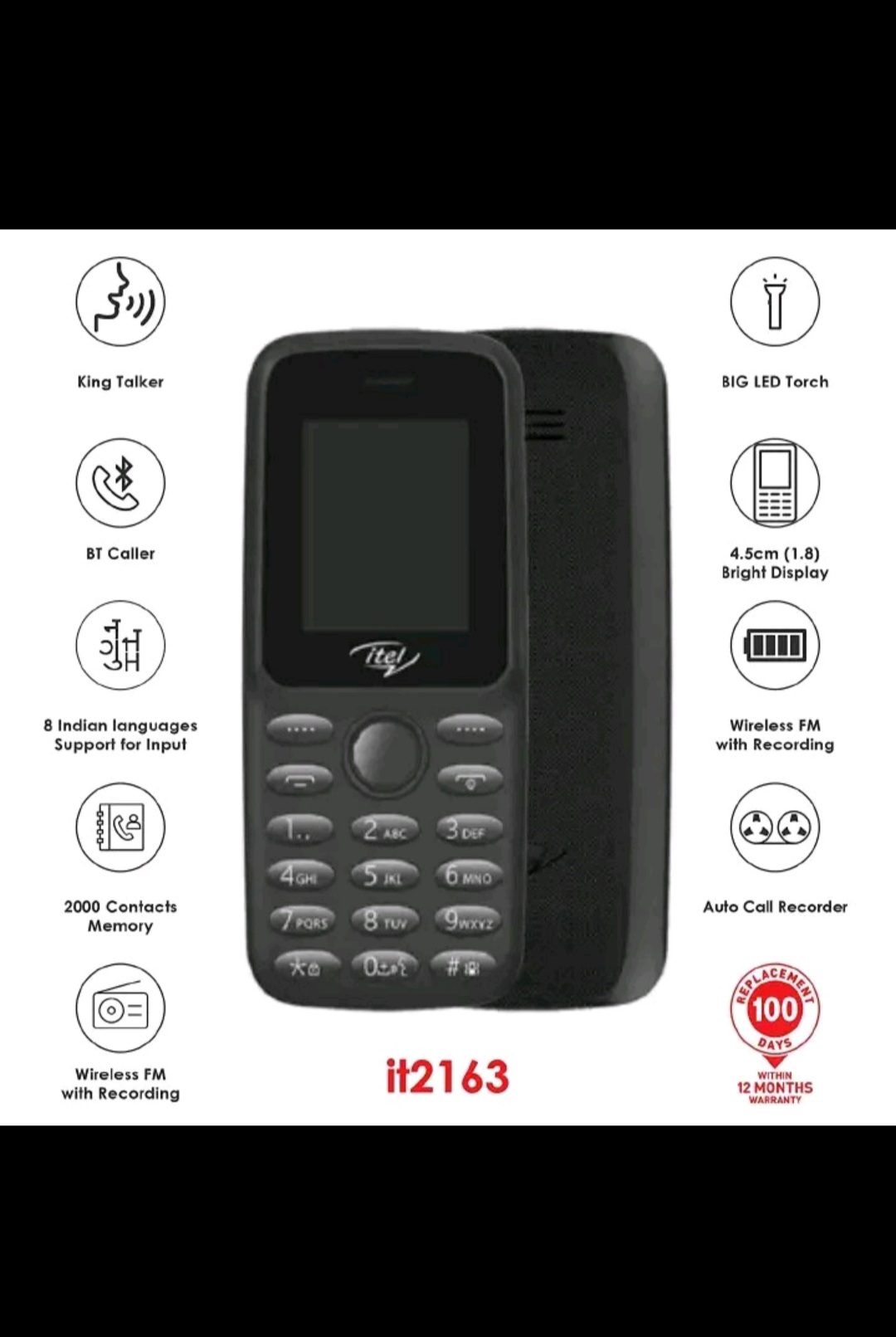 (ON OFFER) NEW ITEL 2163 1.8" DISPLAY WIRELESS FM DUAL SIM OPERA MINI BRIGHT TORCH KABAMBE KATULULU BUTTON FEATURE PHONE KING TALKER 2000 CONTACTS MEMORY ONE YEAR WARRANTY MOBILE PHONE