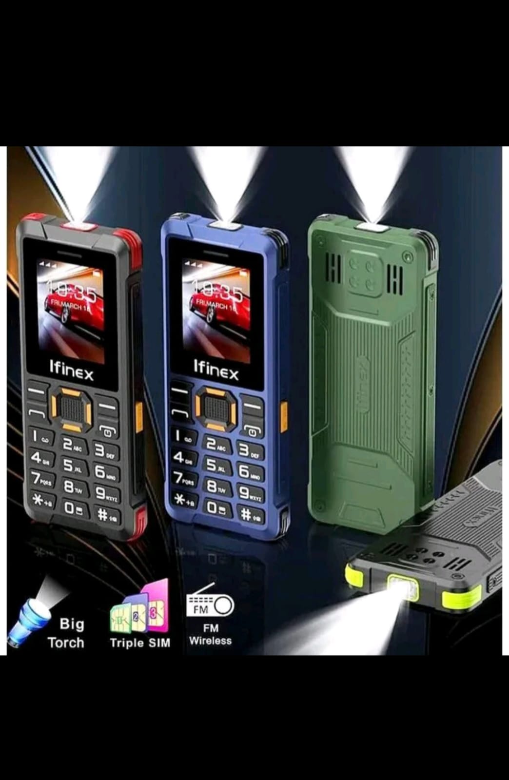 Brand New Ifinex T400 TRIPLE SIM CARD FEATURE PHONE WITH Bluetooth /Wireless FM/SD Slot kabambe/katululu/mulika mwizi/button feature phone