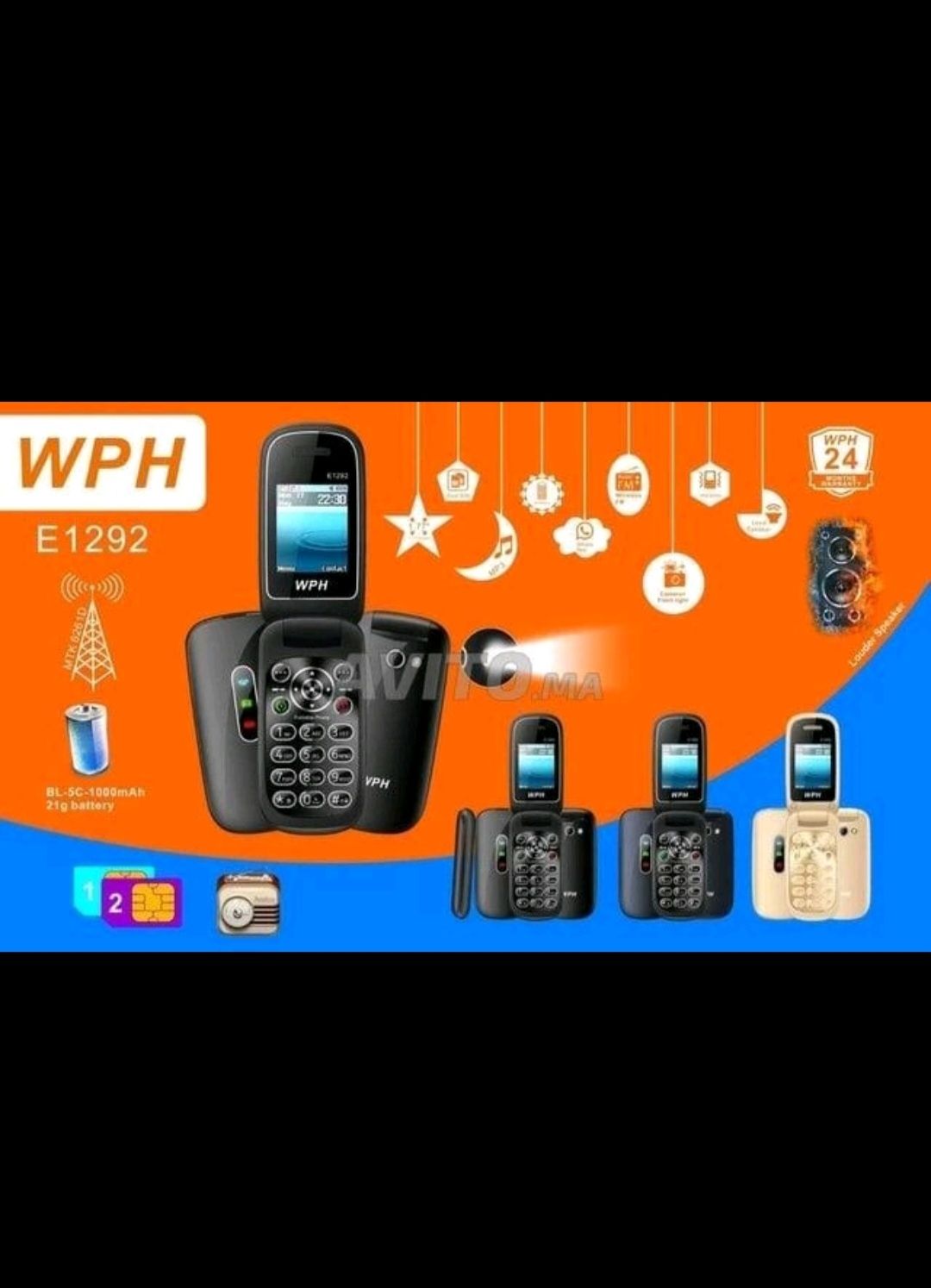 NEW ARRIVAL WPH E1292 FLIP PHONE SCREEN 1DISPLAY 1.77’’ CAMERA DUAL SIM CARD MP3/MP4 RADIO FM WIRELESS FAST CHARGER TYPE TYPE-C BATTERY 1150MAH BRIGHT TORCH KABAMBE/MULIKA MWIZI/BUTTON PHONES ON OFFER