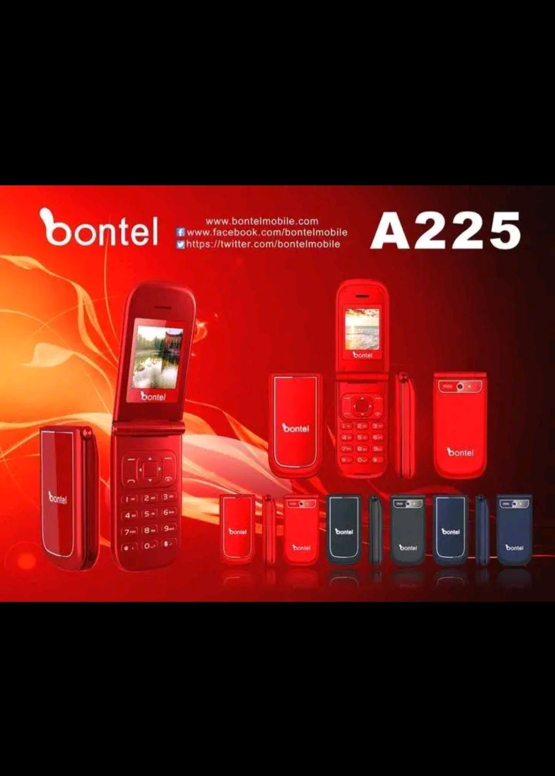 BONTEL A225 FEATURE PHONE DUAL SIM FLIP PHONE SCREEN 1.77'' RED KABAMBE/KATULULU/MULIKA MWIZI/BATTON MOBILE PHONE