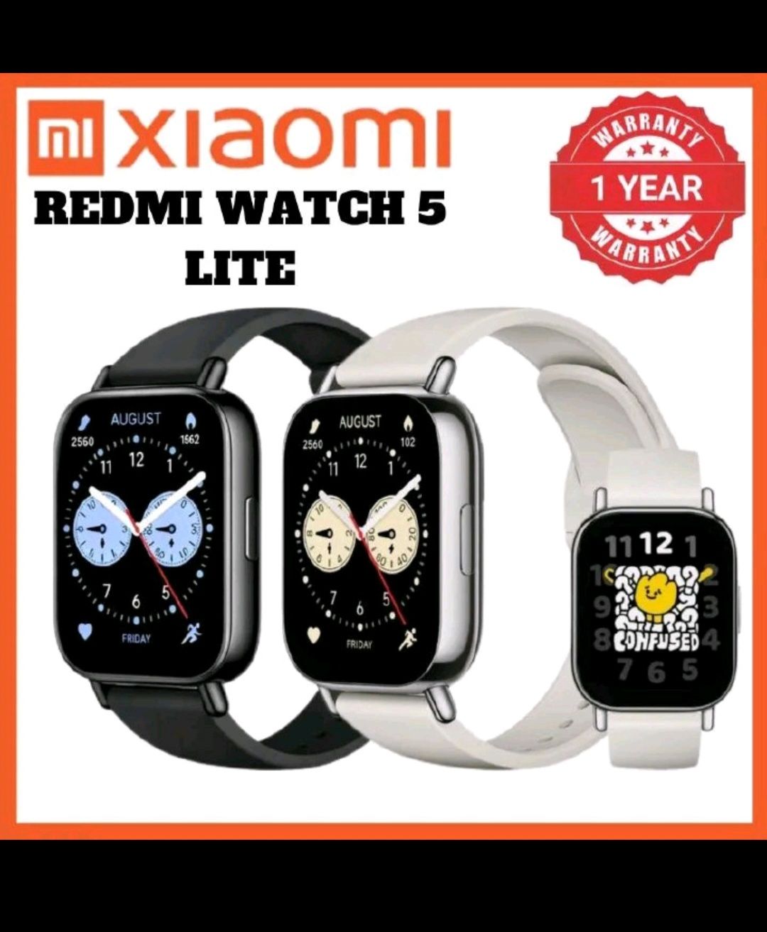 Xiaomi Redmi Watch 5 Lite 1.96" AMOLED Display Bluetooth Calling Smartwatch 18-Day Battery Life 150+ Sports Modes SpO2 Heart Rate Sleep Tracking IP68 Waterproof Smartwatch