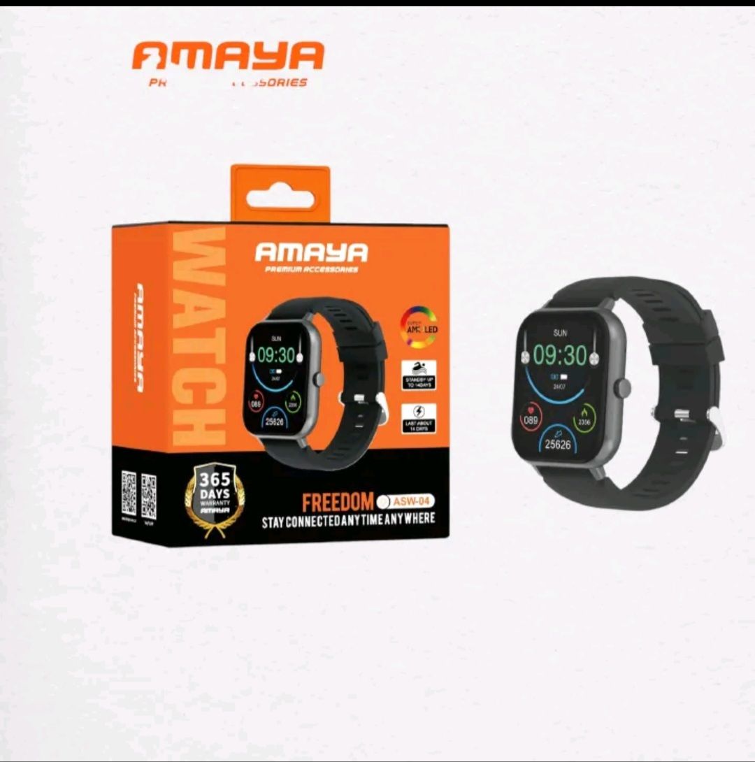 AMAYA WATCH LITE ASW-04 , 1.83" LCD DISPLAY, IP67 WATER AND DUST PROOF, 240mAh BATTERY CAPACITY, WITH SPORTS MODES, HEART RATE MONITOR, BLOOD OXYGEN MONITOR , BLUETOOTH  CALLING AND SLEEP TRACKING.