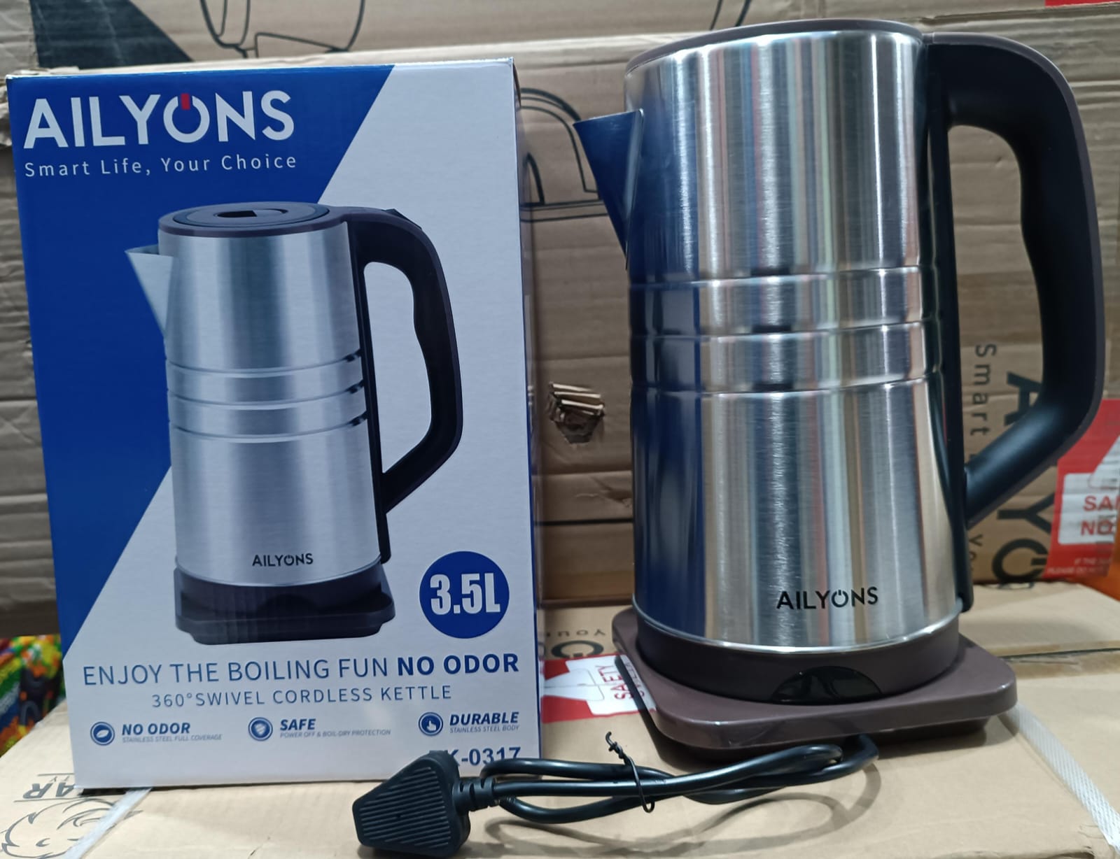 AILYONS 3.5 Liters Automatic Water Heater & Boiler Electric Kettle, Cool Visual design  & illuminating light, Safe Safety lock lid & Boil-dry protection